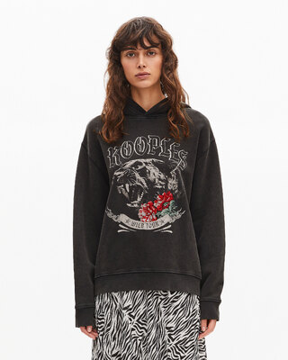 Sweatshirt à capuche avec sérigraphie noir