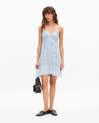 Robe courte détails dentelle bleue