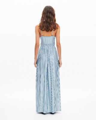 Robe longue plissée bleue