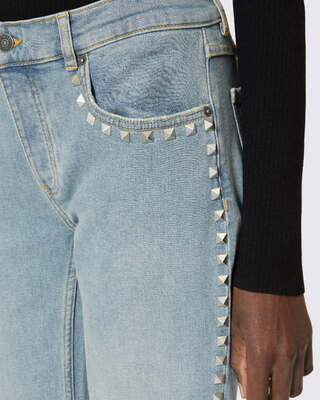 Jean slim long avec studs bleu