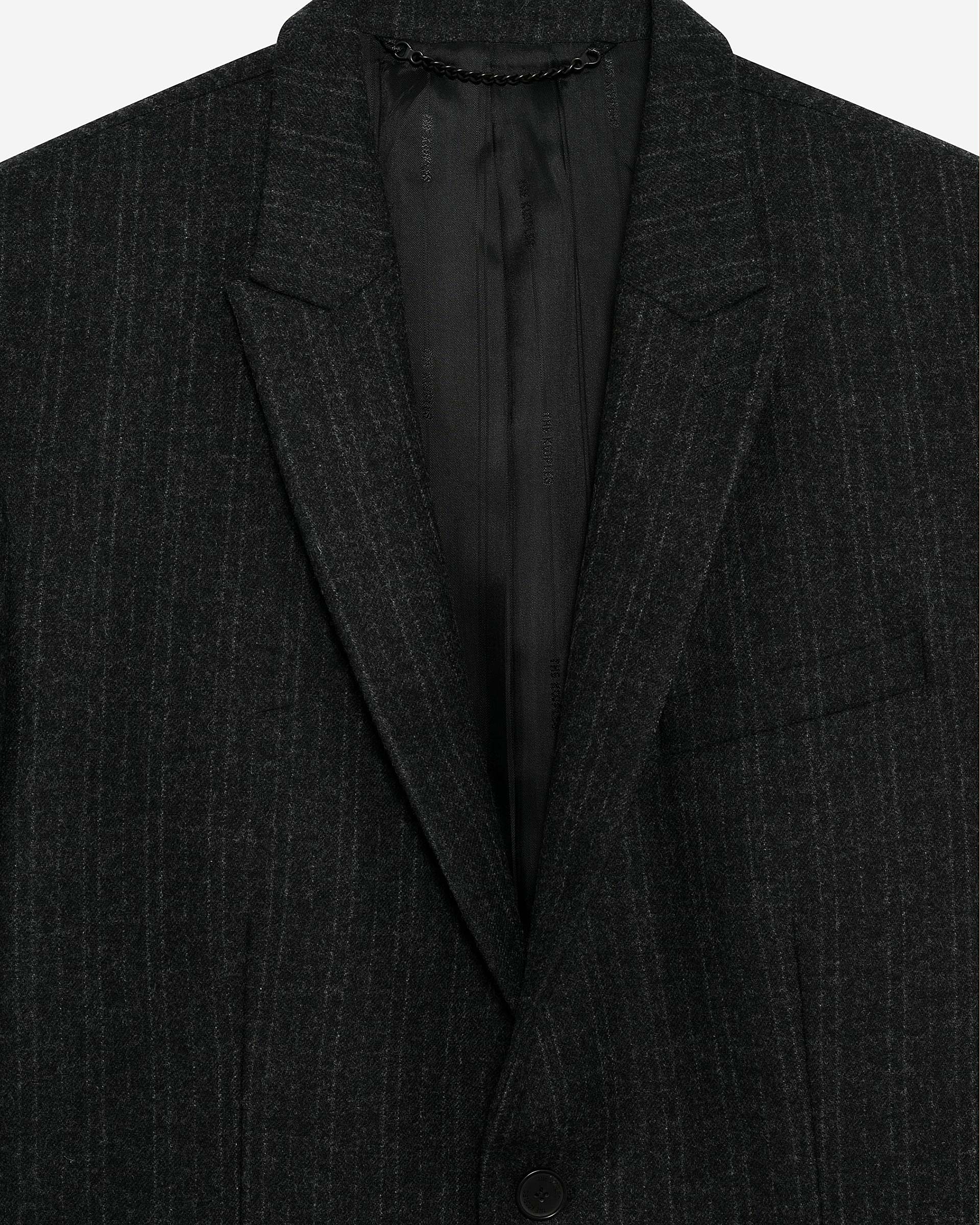 Veste de costume droite à fines rayures gris foncé