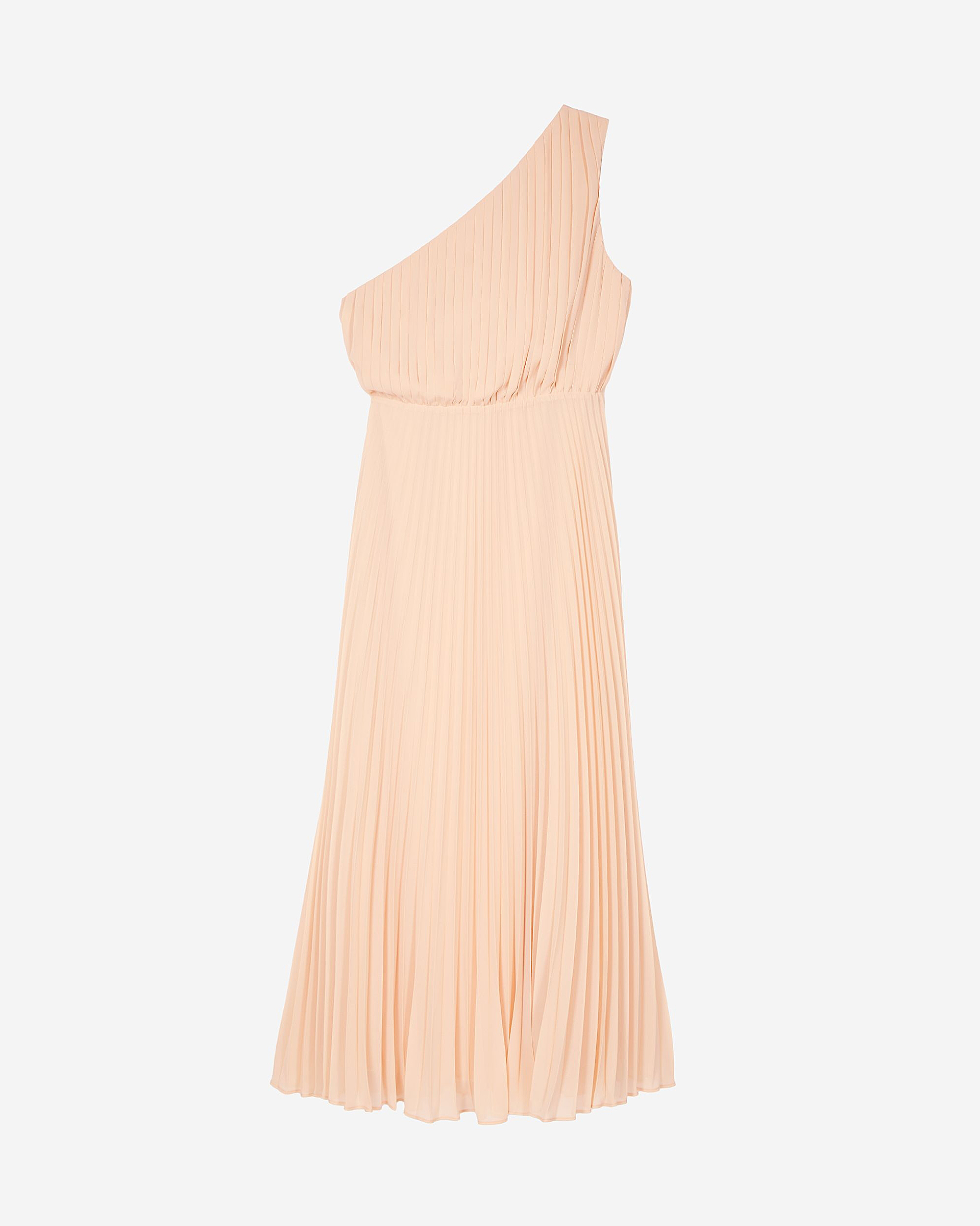 Robe longue asymétrique plissée pêche