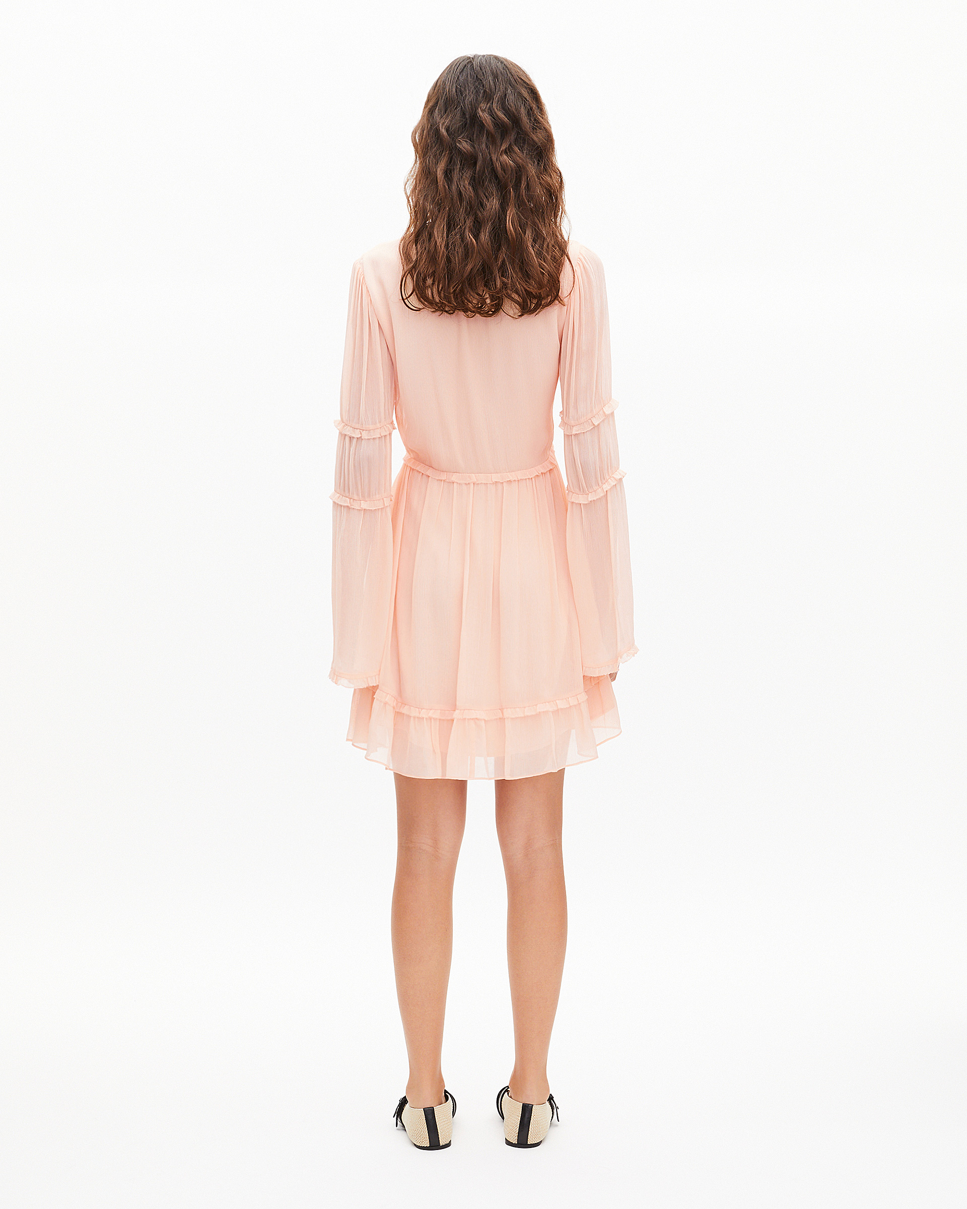 Robe courte volantée pêche
