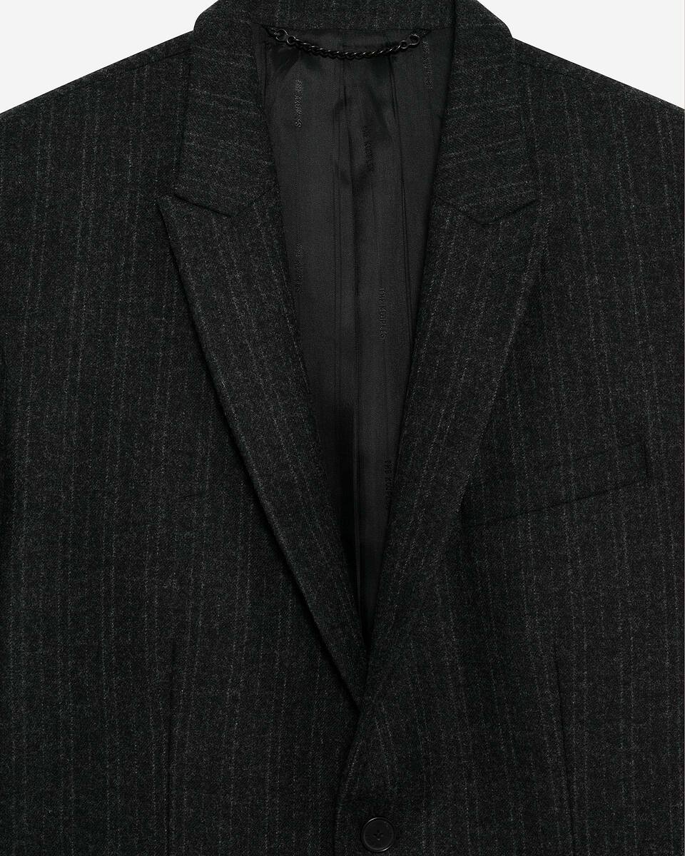 Veste de costume droite &agrave; fines rayures gris fonc&eacute;