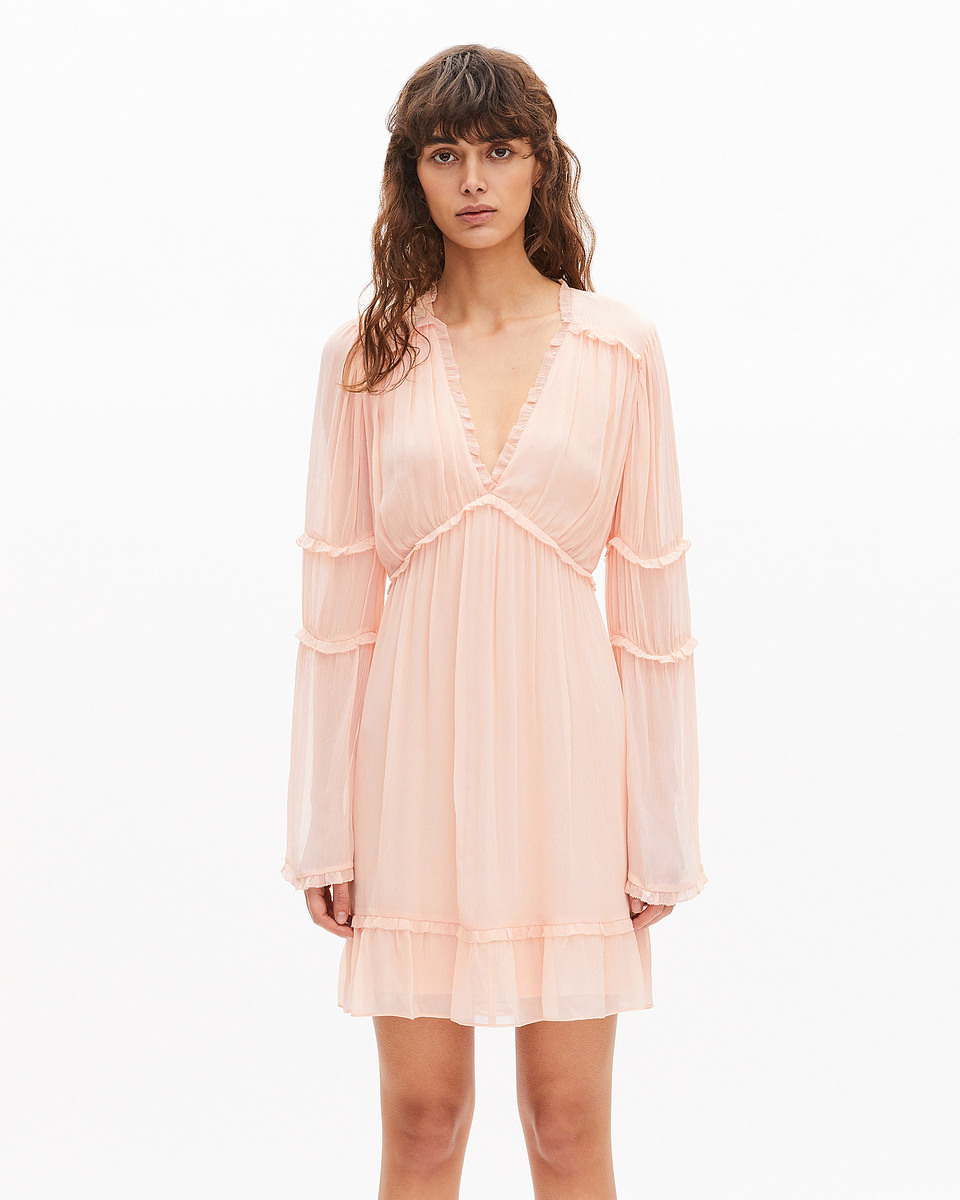 Robe courte volant&eacute;e p&ecirc;che