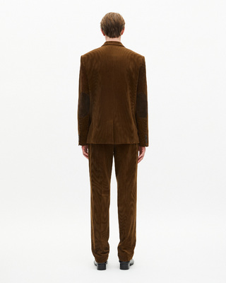 Veste de costume en velours c&ocirc;tel&eacute; marron
