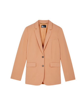 Veste de tailleur droite en lin et coton orange clair