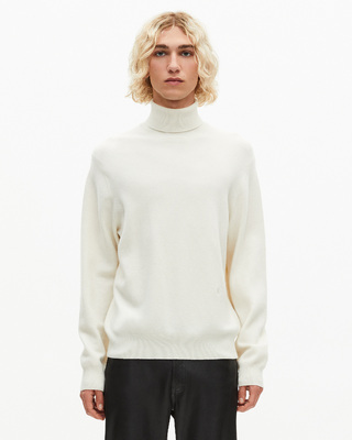 Pull col roulé en cachemire écru