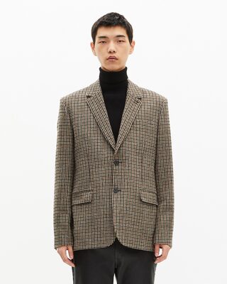 Veste en pied de poule marron et noire