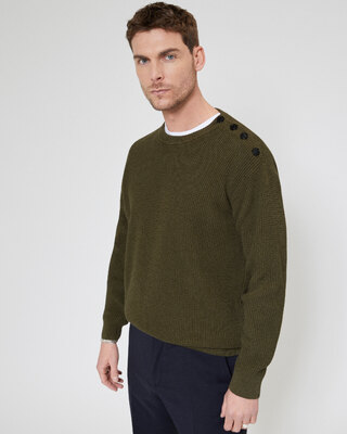 Pull à patte de boutonnage kaki