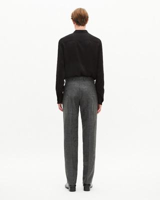 Pantalon de costume droit en pied de poule noir et gris