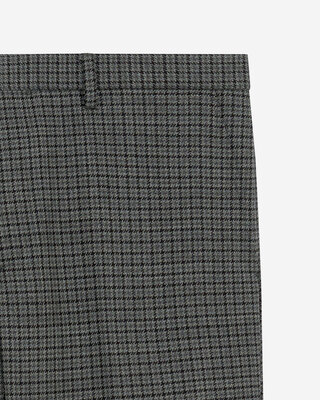 Pantalon de costume droit en pied de poule noir et gris
