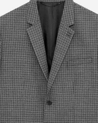 Veste de costume en pied de poule noir et gris