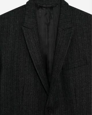 Veste de costume droite &agrave; fines rayures gris fonc&eacute;