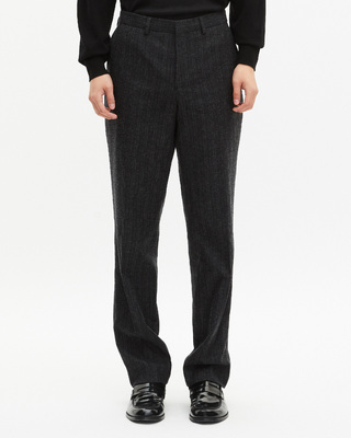 Pantalon de costume droit &agrave; fines rayures gris fonc&eacute;