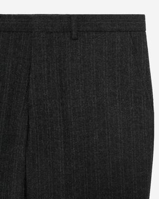 Pantalon de costume droit &agrave; fines rayures gris fonc&eacute;