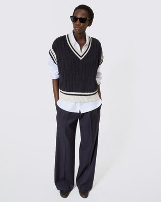 Pull sans manches en coton marine