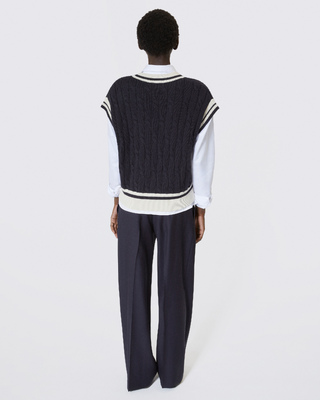 Pull sans manches en coton marine