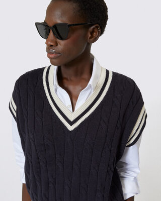 Pull sans manches en coton marine