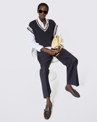 Pull sans manches en coton marine