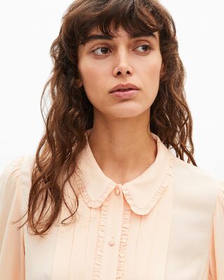 Chemise avec détails de plissage pêche