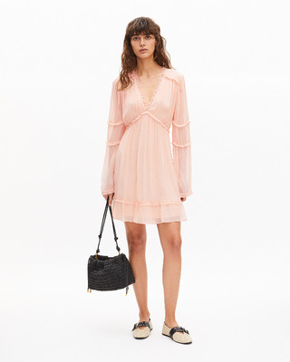 Robe courte volantée pêche