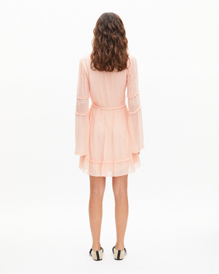 Robe courte volantée pêche