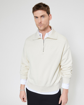 Sweatshirt col camionneur beige