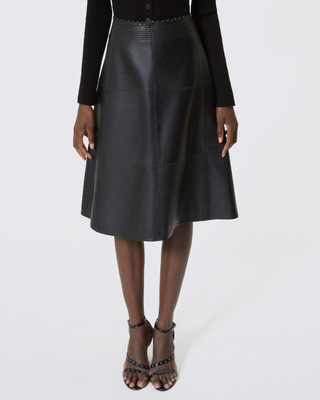 Jupe midi en cuir noire