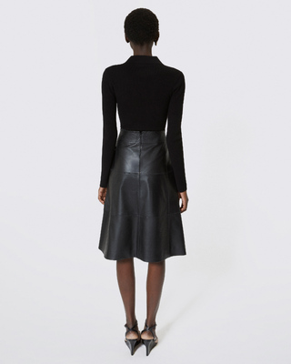 Jupe midi en cuir noire