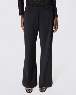 Pantalon large avec bande en laine noir 