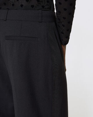 Pantalon large avec bande en laine noir 