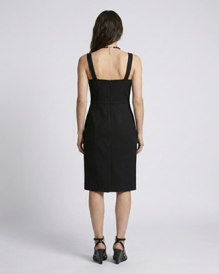 Robe courte effet corset en laine noire