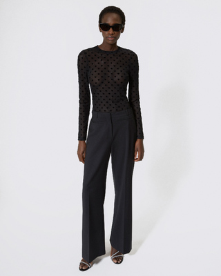 T-shirt manches longues en mesh floqué cœurs noir