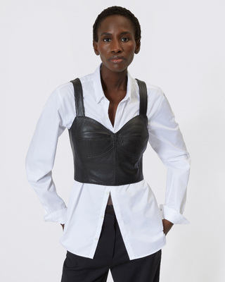 Top bustier en cuir noir