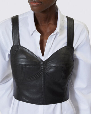 Top bustier en cuir noir