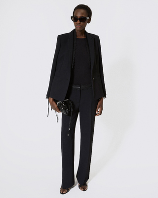 Veste tailleur avec bande dentelle noire