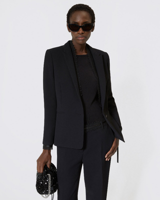 Veste tailleur avec bande dentelle noire