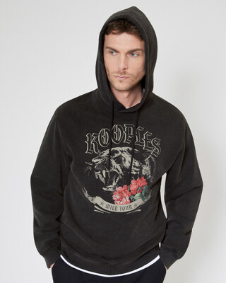 Sweatshirt à capuche avec sérigraphie Panthère noir