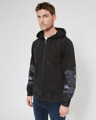 Sweatshirt à capuche avec broderies noir