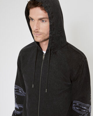 Sweatshirt à capuche avec broderies noir