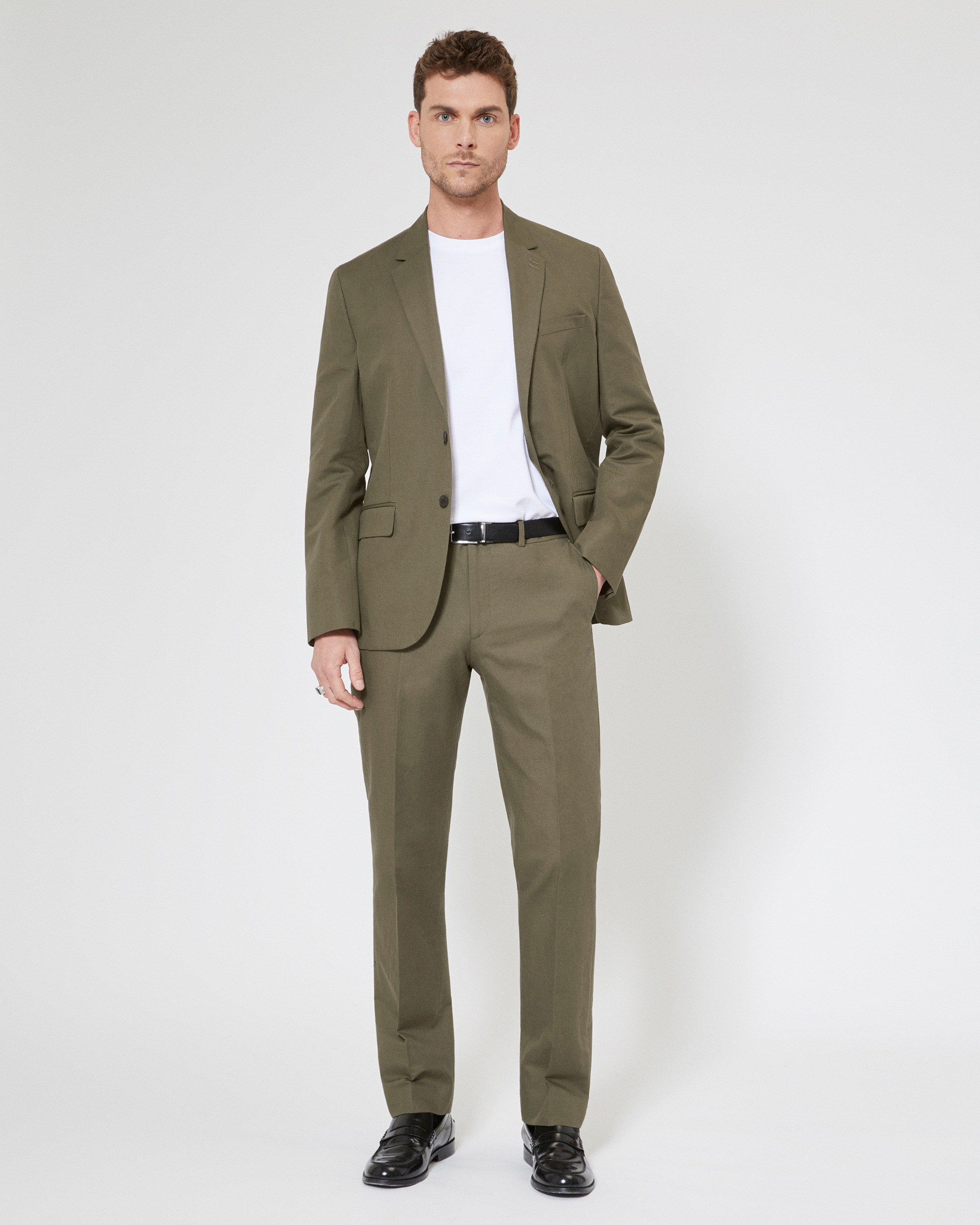 Pantalon de costume droit kaki