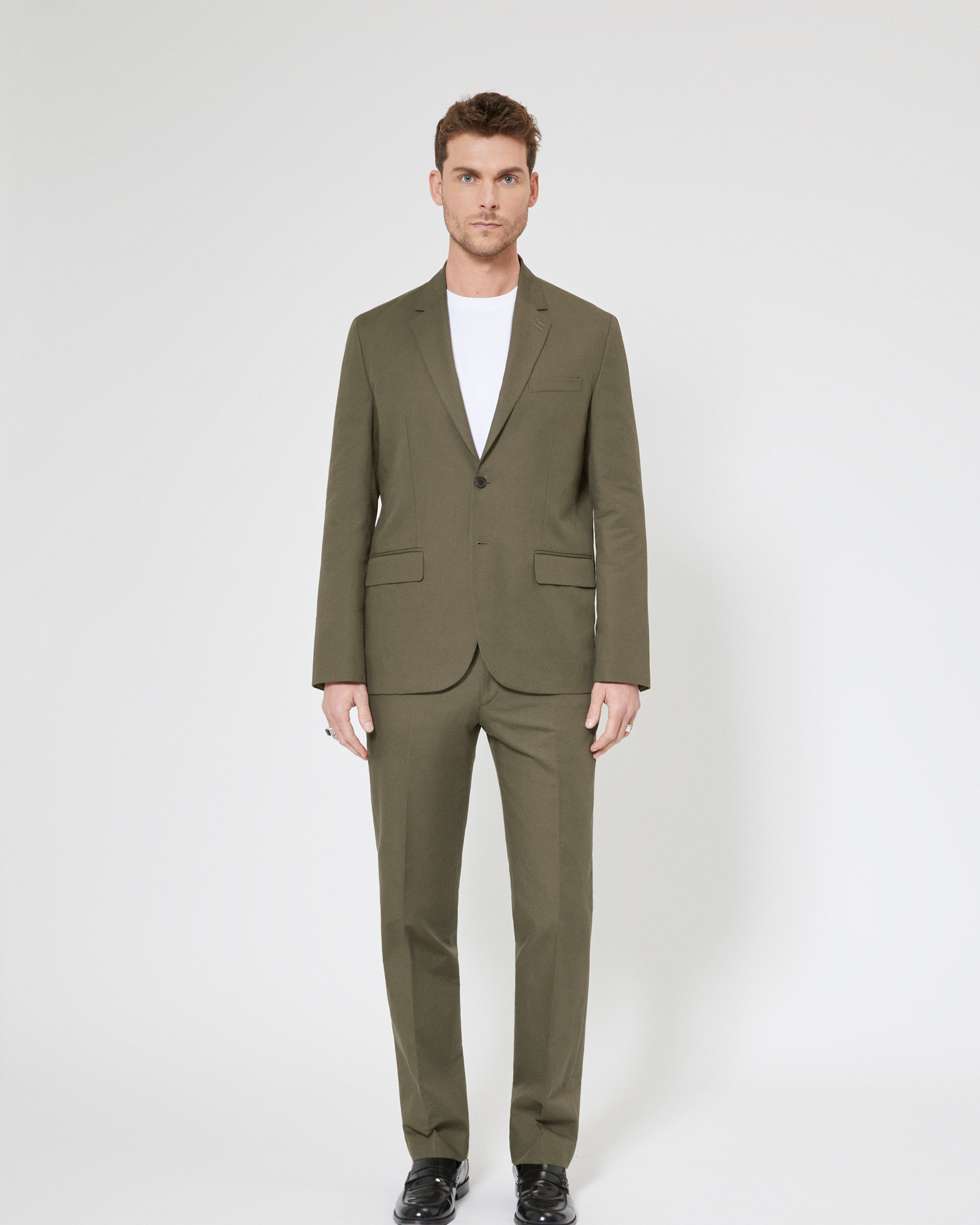 Veste de costume en coton lin kaki
