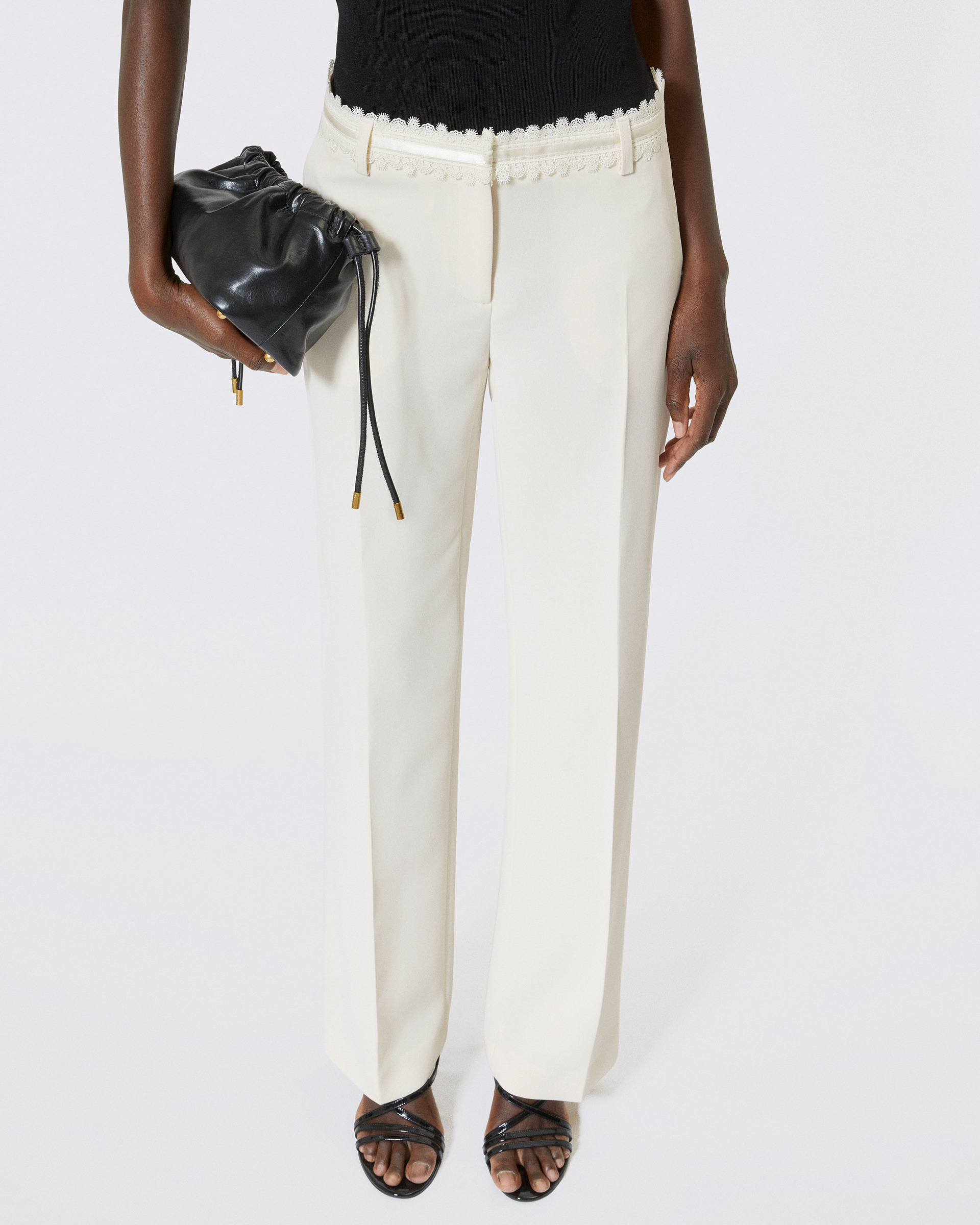 Pantalon tailleur large écru