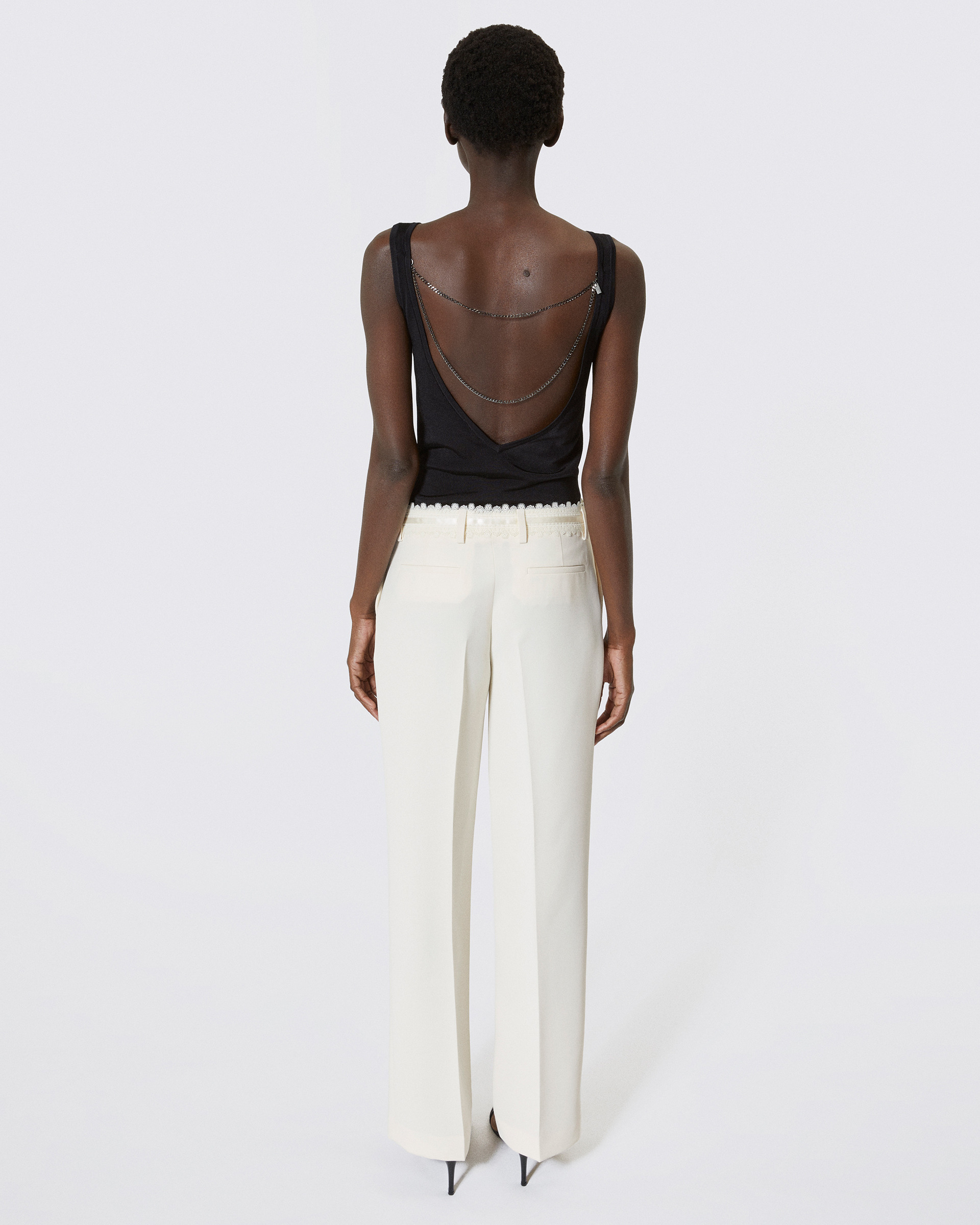 Pantalon tailleur large écru