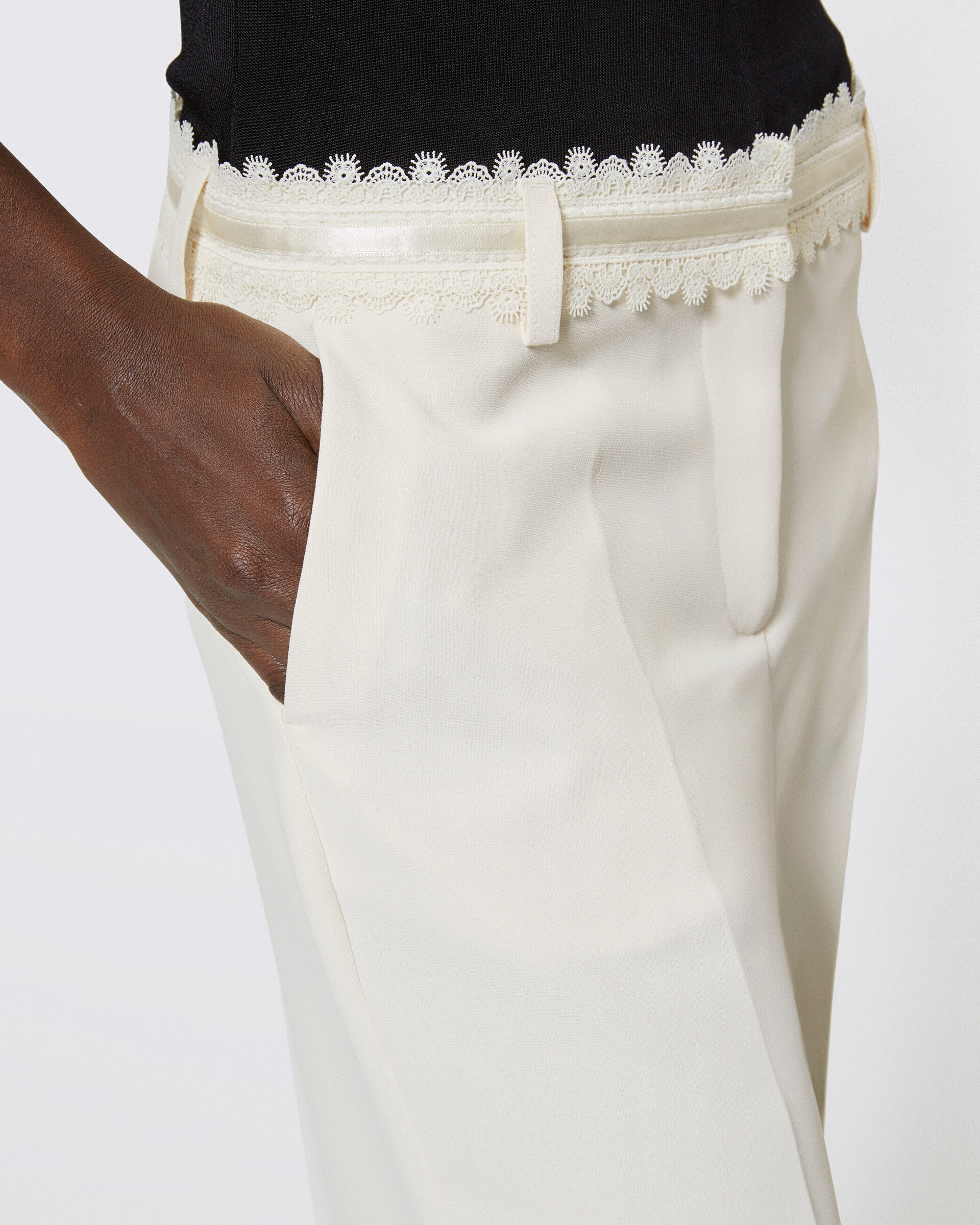 Pantalon tailleur large écru