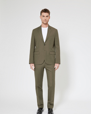 Veste de costume en coton lin kaki