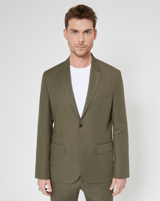 Veste de costume en coton lin kaki