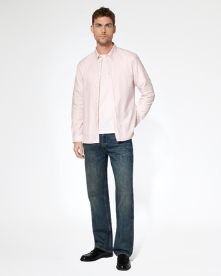 Chemise à rayures blanche et rose