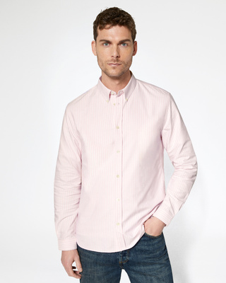 Chemise à rayures blanche et rose